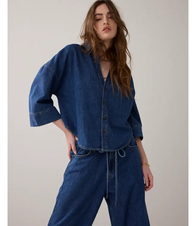 2s3346-5184/000453-Denim  Blouse denim kimono Light cotton twill