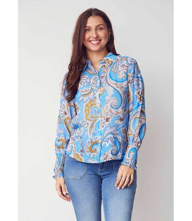 Z26.57834/N13FreshBluePaisley  Lotta Smock Shirt