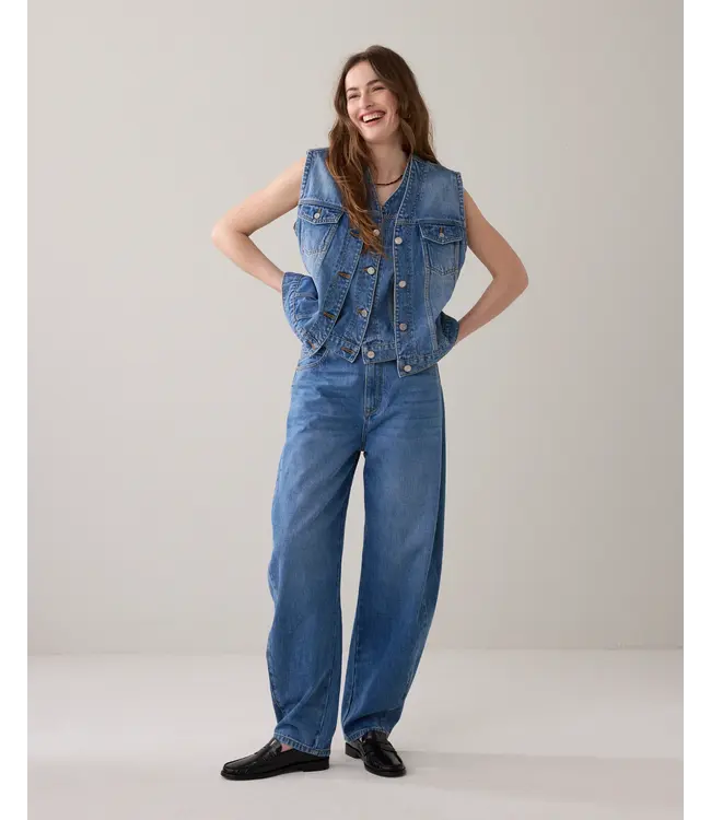 4s2927-5205/000426-Vintagebluedenim  Jeans cocoon fit Soft comford twill