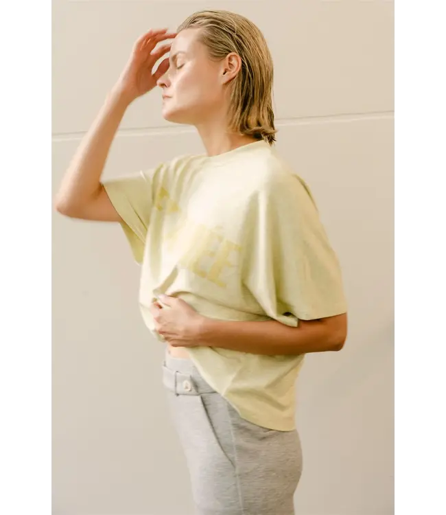BenjaminS6/Yellow  tone-on-tone print shirt