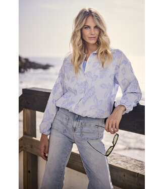 Tramontana O12-19-301/005042-BreezyBlue  Striped Blouse Flower Pattern