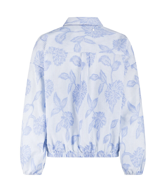 O12-19-301/005042-BreezyBlue  Striped Blouse Flower Pattern