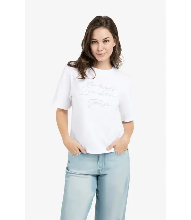 01-719081-602/442031  T-shirt with soft flock print and wide sleeves