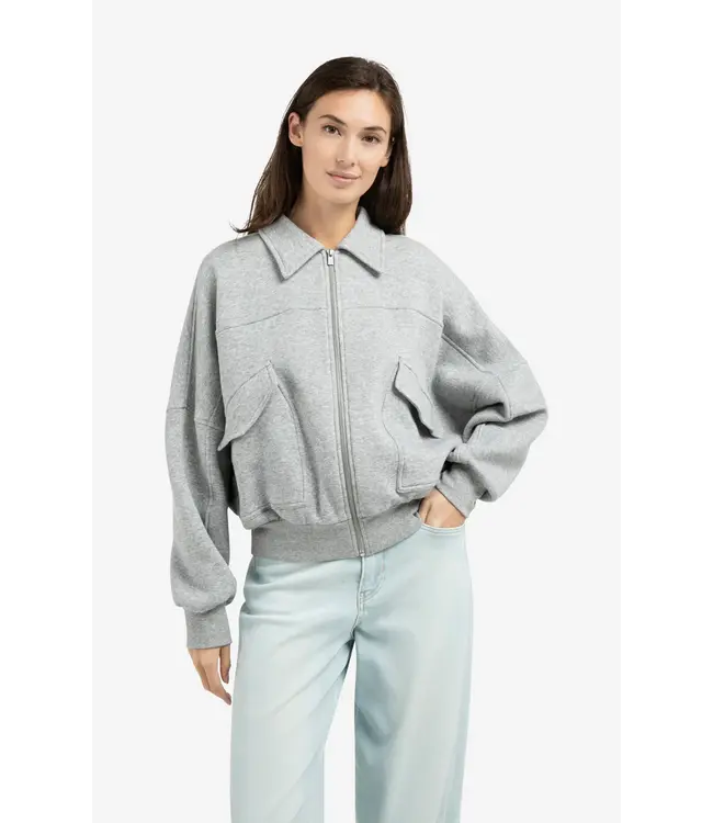 01-519047-602/990472  Sweat jacket with patch pockets and zip front closure