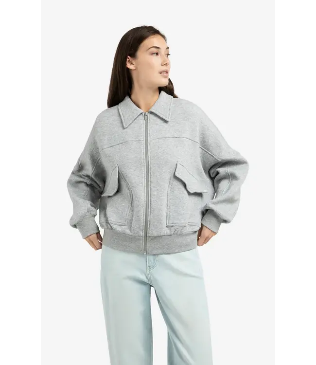 01-519047-602/990472  Sweat jacket with patch pockets and zip front closure