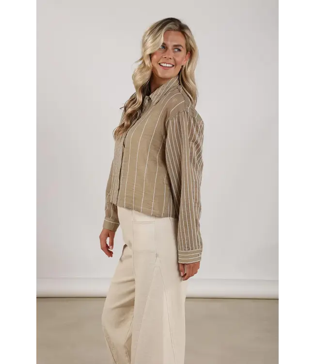 NKS02133-Army  Nelly Blouse Stripe