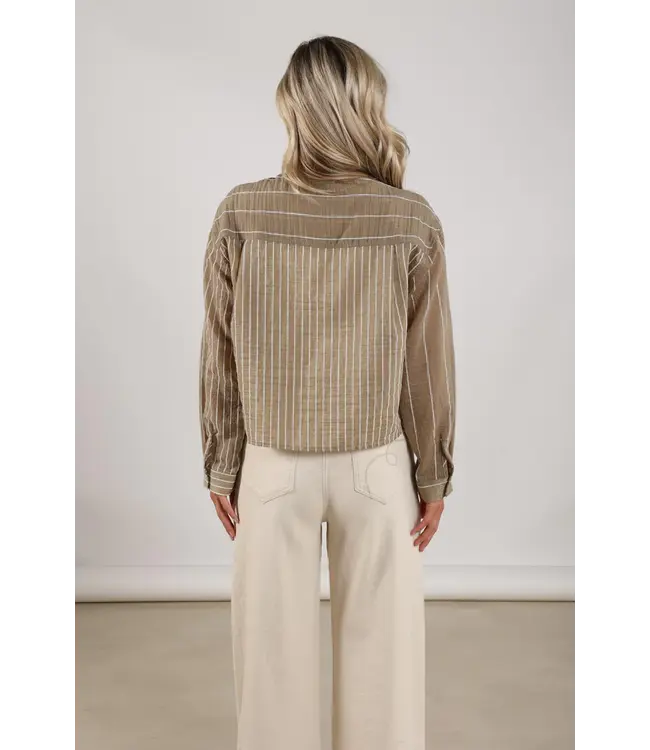 NKS02133-Army  Nelly Blouse Stripe