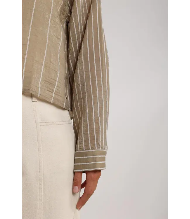 NKS02133-Army  Nelly Blouse Stripe