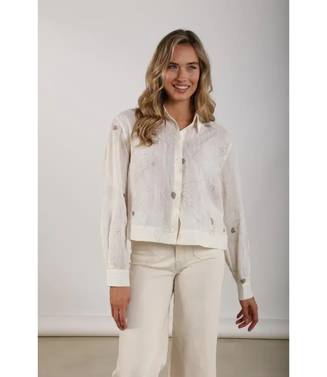 NKS02167-Off White  Adora Blouse Embroidery