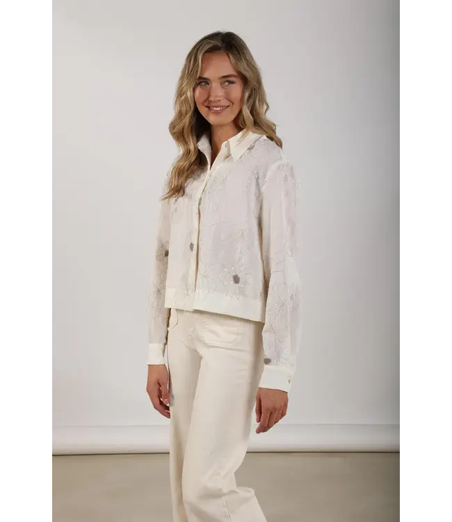 NKS02167-Off White  Adora Blouse Embroidery