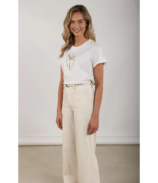 NKS04018-Offwhite/Sand  Rowena Shirt