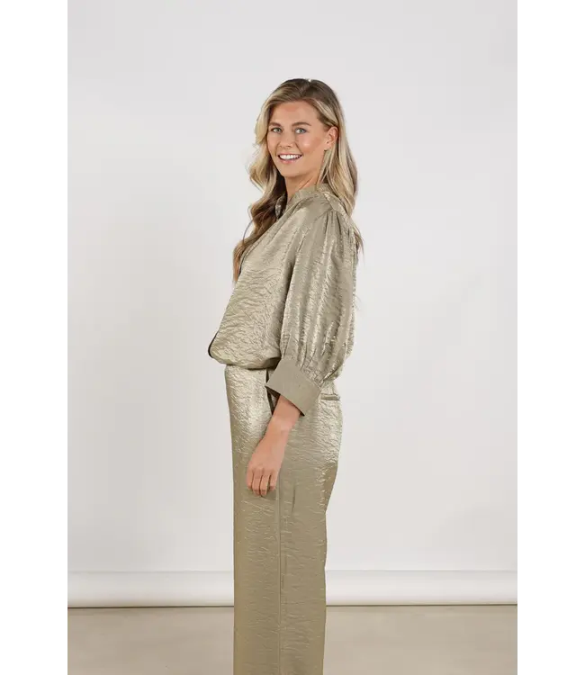 NKS02231-Army  Lilly Blouse Shiny
