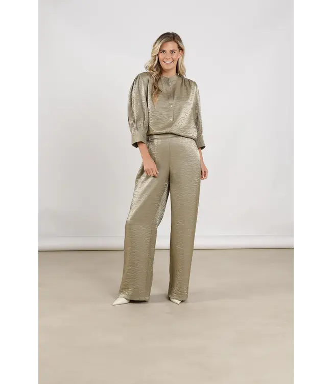 NKS02231-Army  Lilly Blouse Shiny