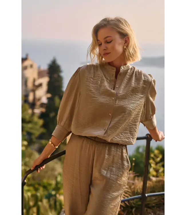NKS02231-Army  Lilly Blouse Shiny