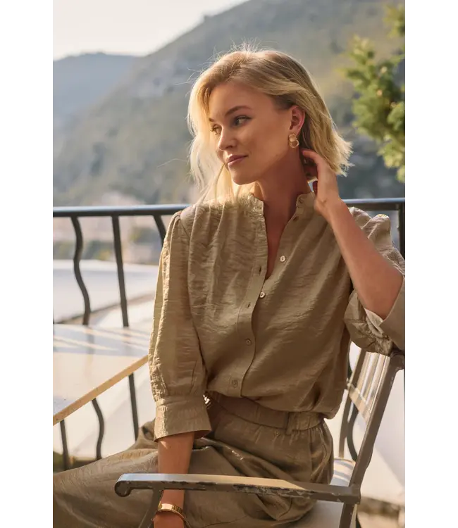 NKS02231-Army  Lilly Blouse Shiny