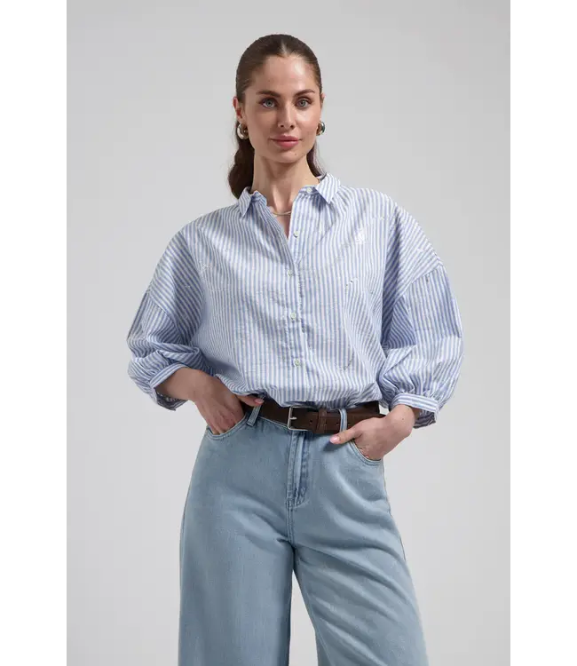 CR0129/BlueStriped  Cath blouse