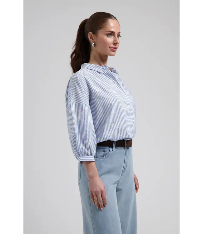 CR0129/BlueStriped  Cath blouse