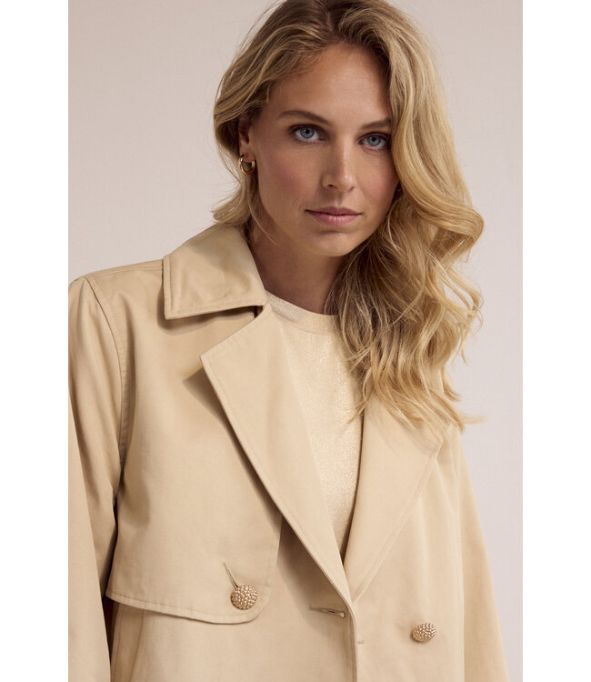 C03-19-802/001225-Pebble  Short Trench Jacket
