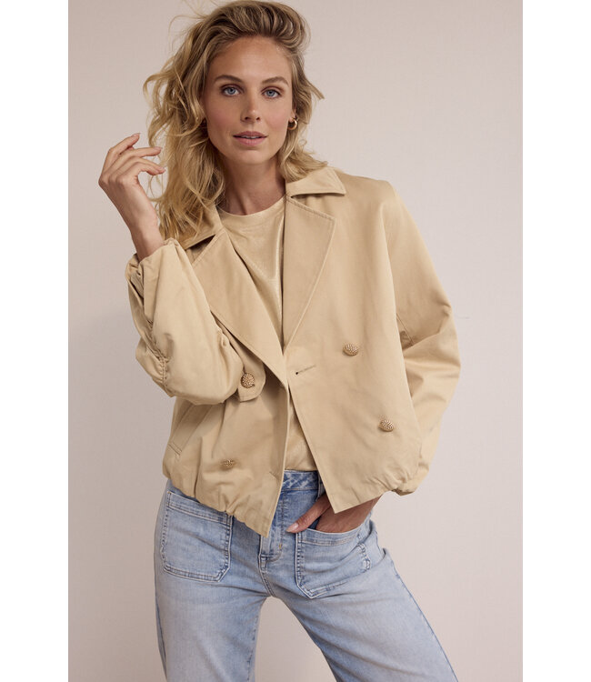 C03-19-802/001225-Pebble  Short Trench Jacket