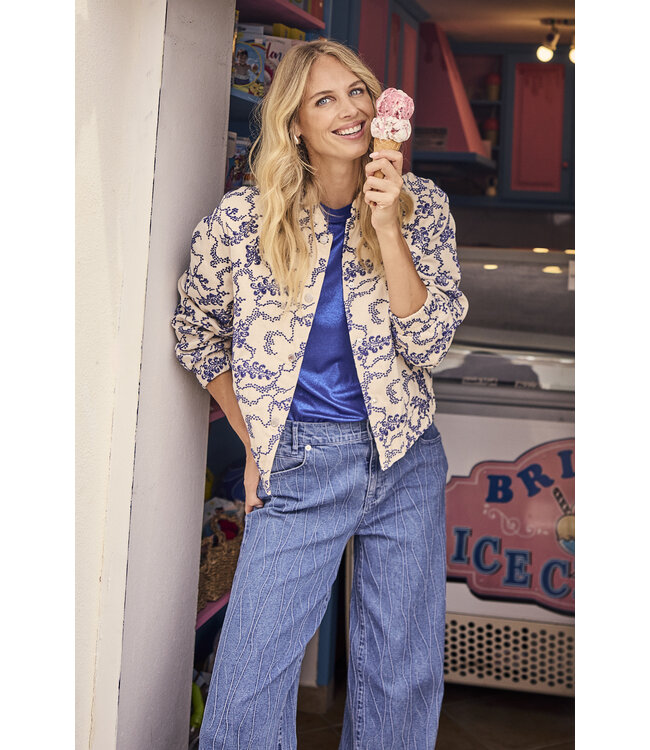 C05-19-801/006800-Stone  Embroidered Bomber Jacket