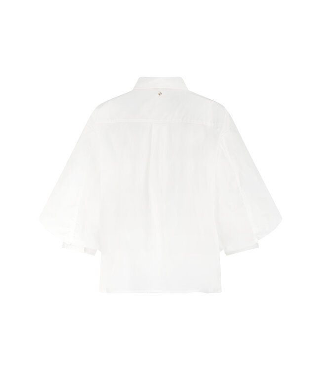 O02-19-301/001100-OffWhite  Poplin Blouse Bow Detail