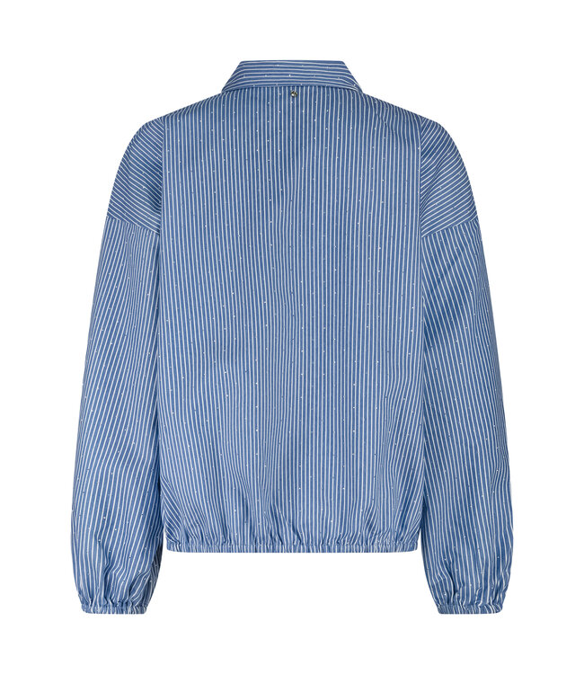 C02-19-301/005020-MidBlue  Striped Blouse Rhinestones
