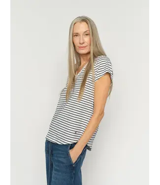 Mos Mosh 178690/SaluteNavy  MMKala V-SS Stripe Tee