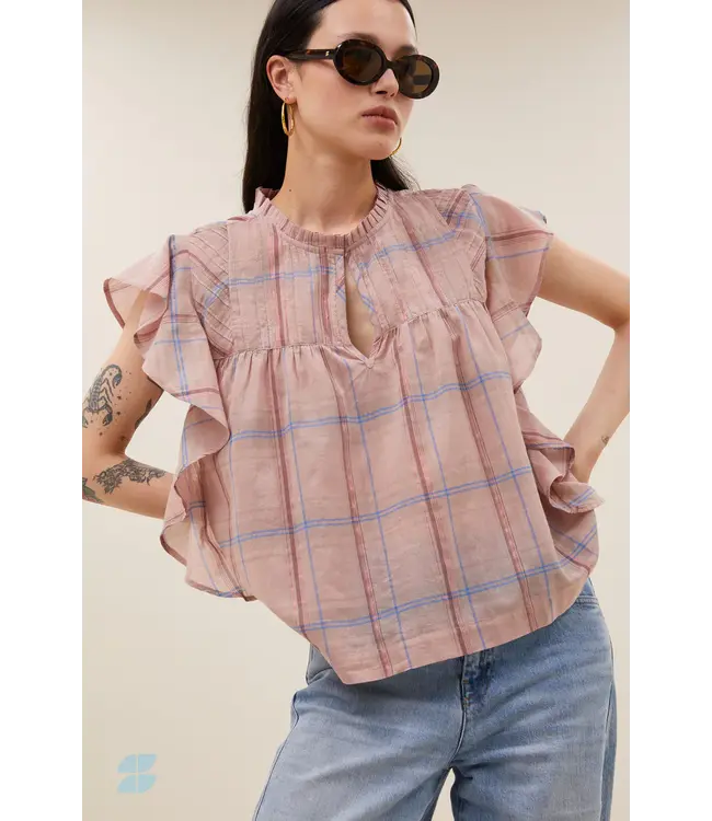26112035/BlushPinkCheck  danee pink check blouse