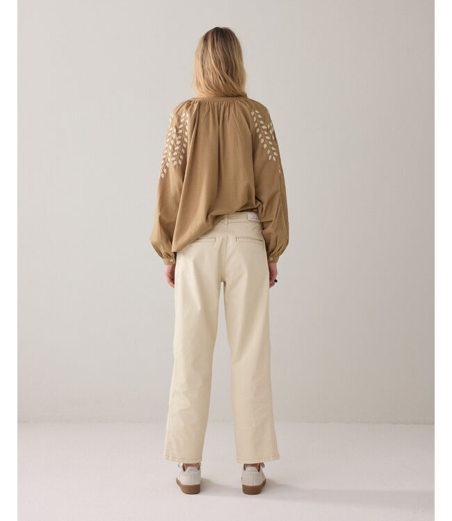 4s2910-12353/000122-Ivory  Cocoon pant Heritage stretch twill