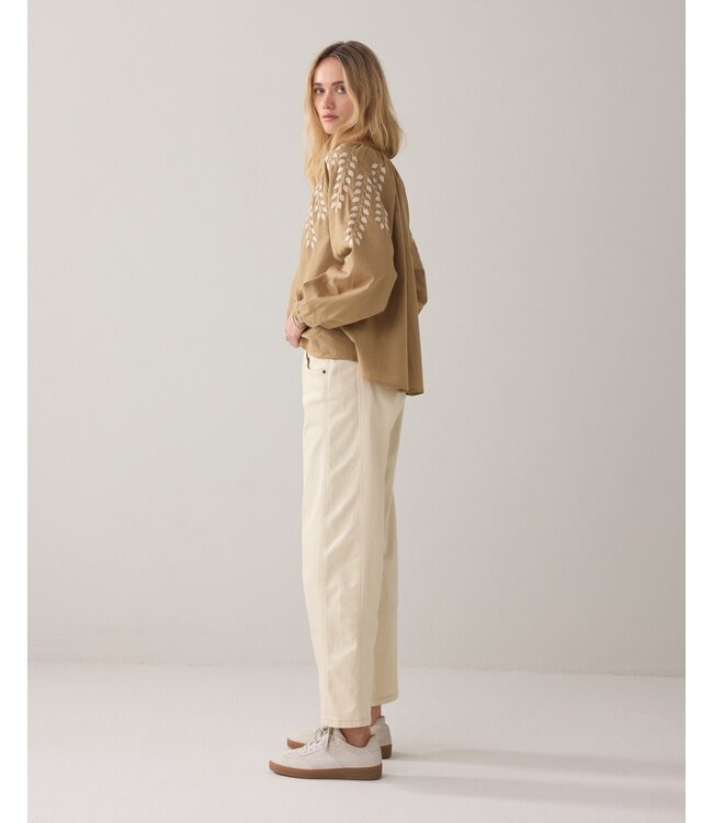 4s2910-12353/000122-Ivory  Cocoon pant Heritage stretch twill