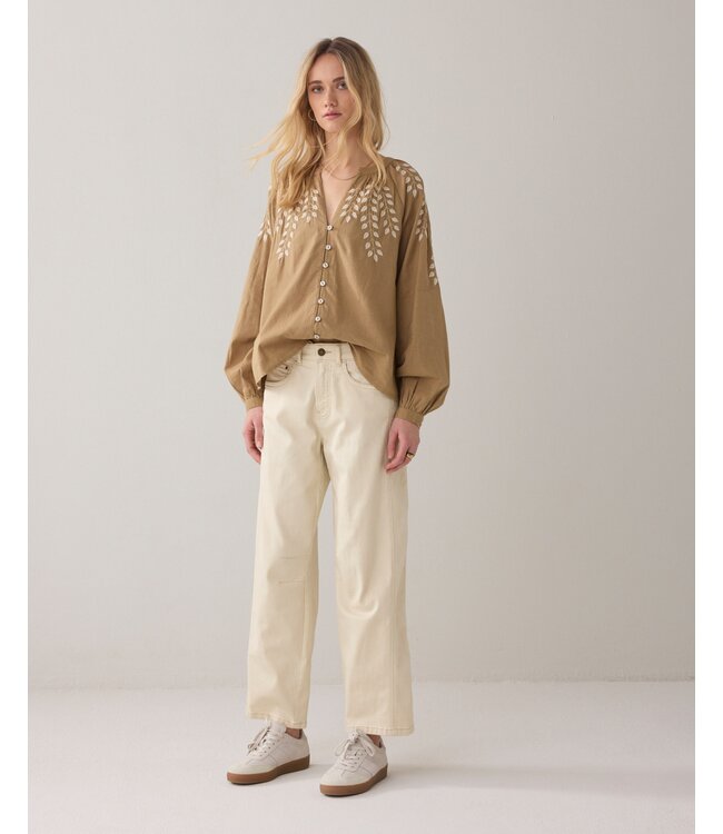 4s2910-12353/000122-Ivory  Cocoon pant Heritage stretch twill