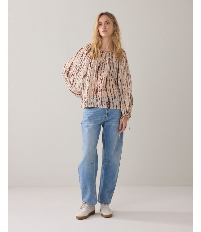 2s3421-12427/000559-Brickred  Top Tiedye georgette