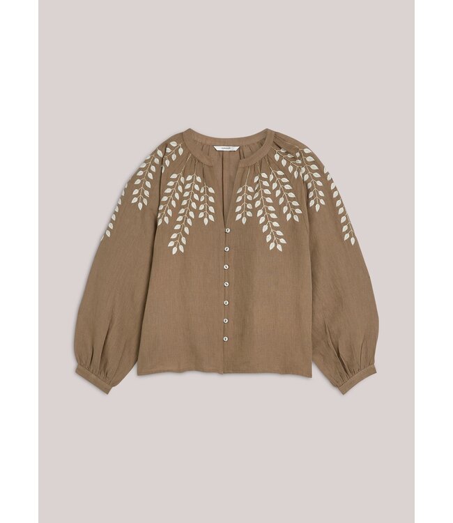 2s3449-12439/000703-Khaki  Blouse Cotton branches