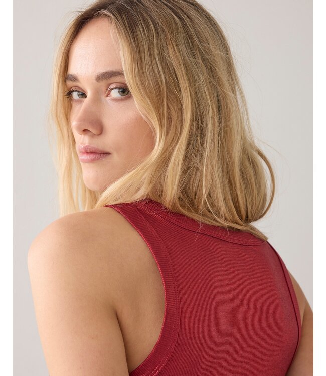 3s4873-5138/000559-Brickred  Rib tanktop cotton rib