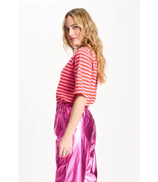 SP9481/MultiColour  TSHIRT - Stripe Orange Pink