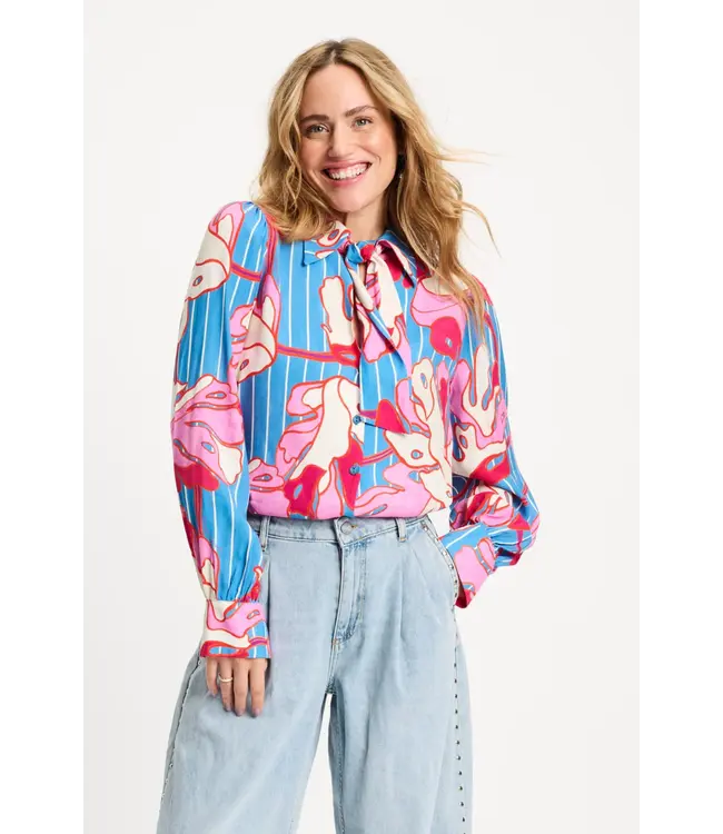 SP9500/MultiColour  BLOUSE - Urban Flora Stripe