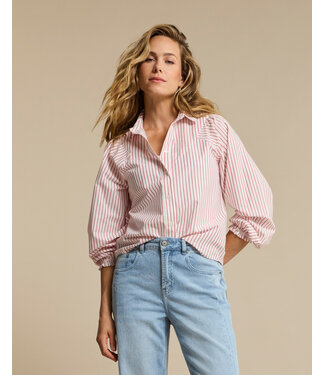 Red Button SRB4839A/Red  Victoria Poplin Stripe Long SL