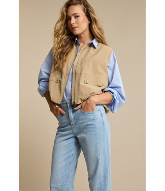 Red Button SRB4839/lightblue  Victoria Poplin Stripe Long SL