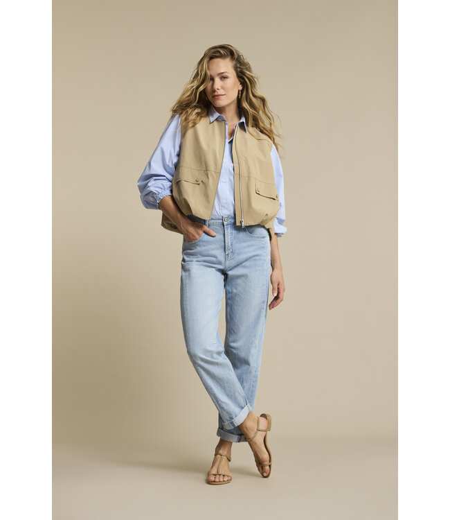 SRB4839/lightblue  Victoria Poplin Stripe Long SL
