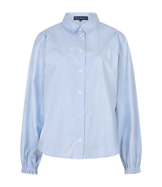 SRB4839/lightblue  Victoria Poplin Stripe Long SL