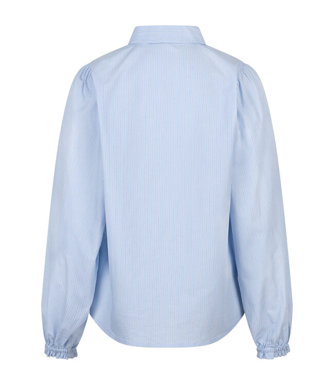 SRB4839/lightblue  Victoria Poplin Stripe Long SL