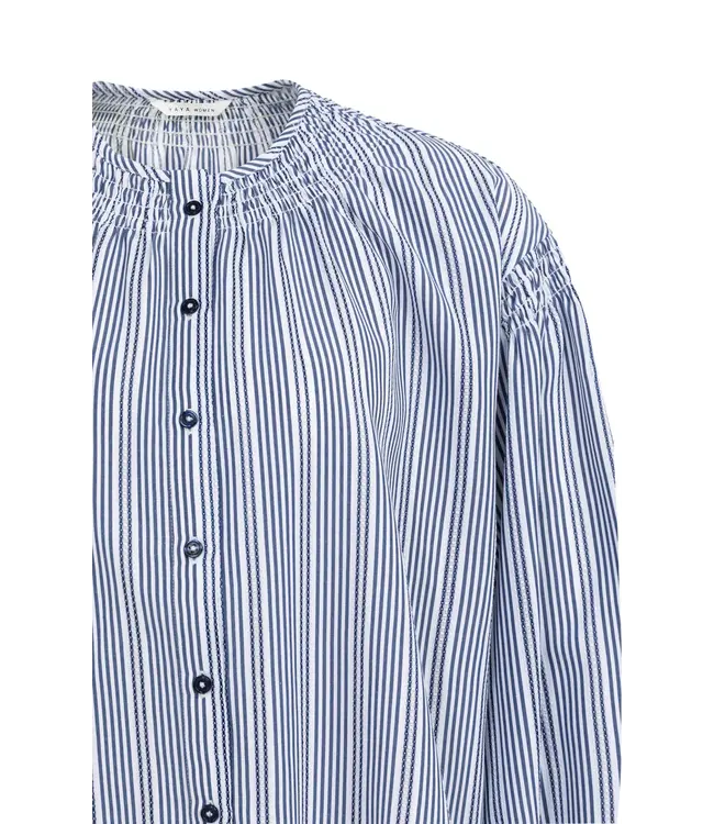 01-201208-603/939231  Striped blouse with shirred details at the shoulders