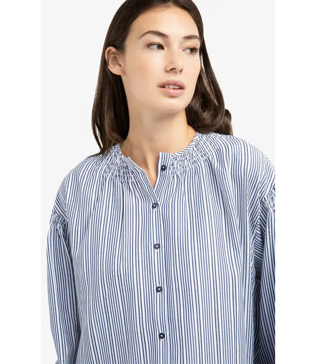 01-201208-603/939231  Striped blouse with shirred details at the shoulders