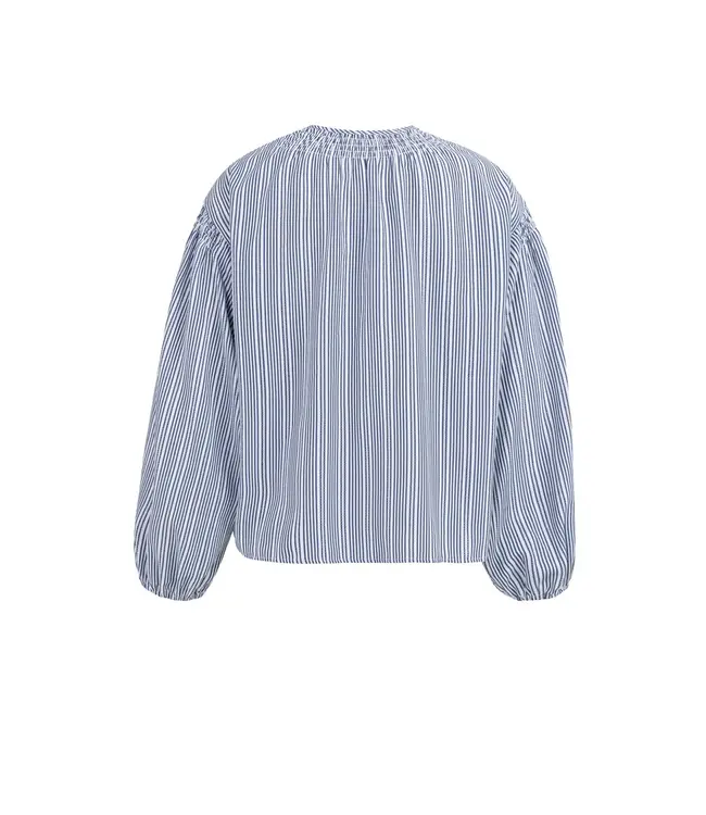 01-201208-603/939231  Striped blouse with shirred details at the shoulders