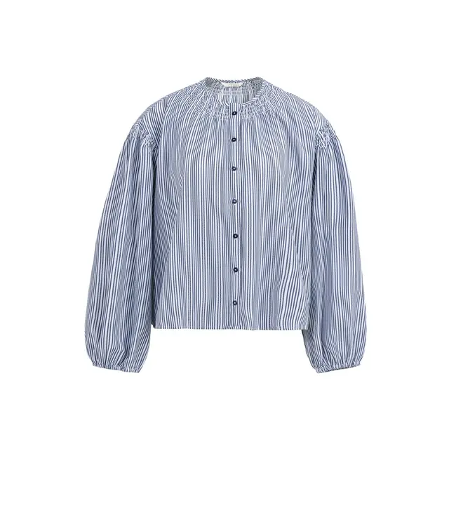 01-201208-603/939231  Striped blouse with shirred details at the shoulders