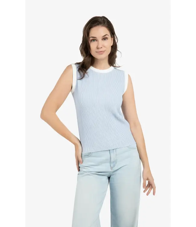 01-000565-603/99048  Sleeveless ribbed sweater with crew neckline