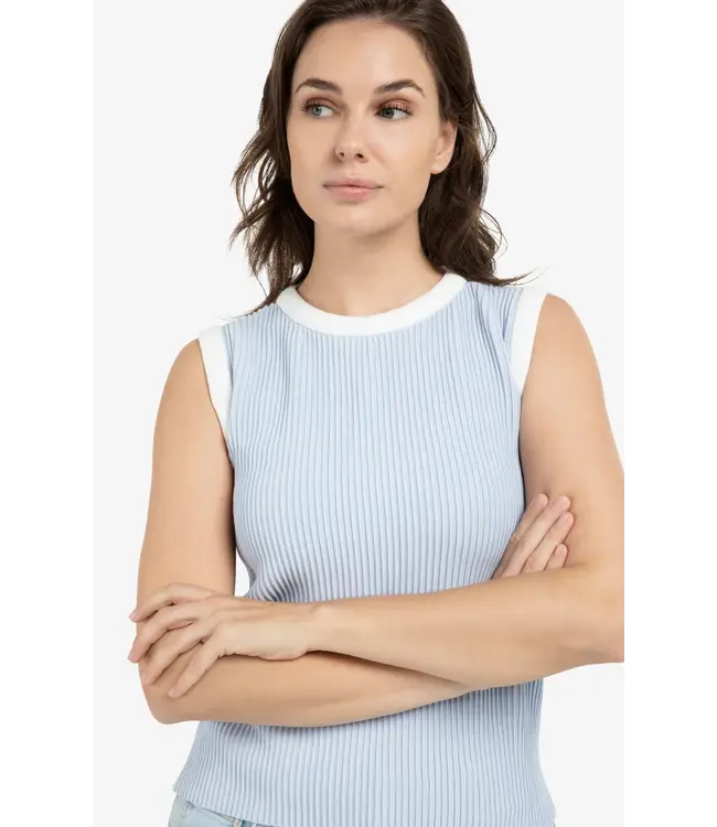 01-000565-603/99048  Sleeveless ribbed sweater with crew neckline