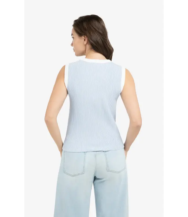 01-000565-603/99048  Sleeveless ribbed sweater with crew neckline