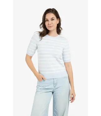 YAYA 01-000560-603/990481  Knitted sweater with stripe pattern and short sleeves