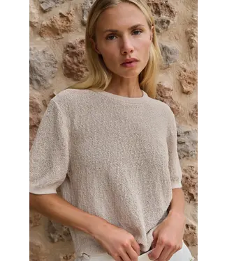 YAYA 01-000564-603/990521  Textured knitted sweater with short sleeves